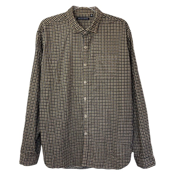 Saks Fifth Ave Shirt Men’s XL Brown Plaid Button Up Long Sleeve Casual Corduroy - Picture 2 of 13